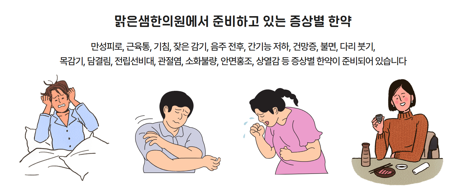 맑은샘한의원 증상별 한약 치료 안내